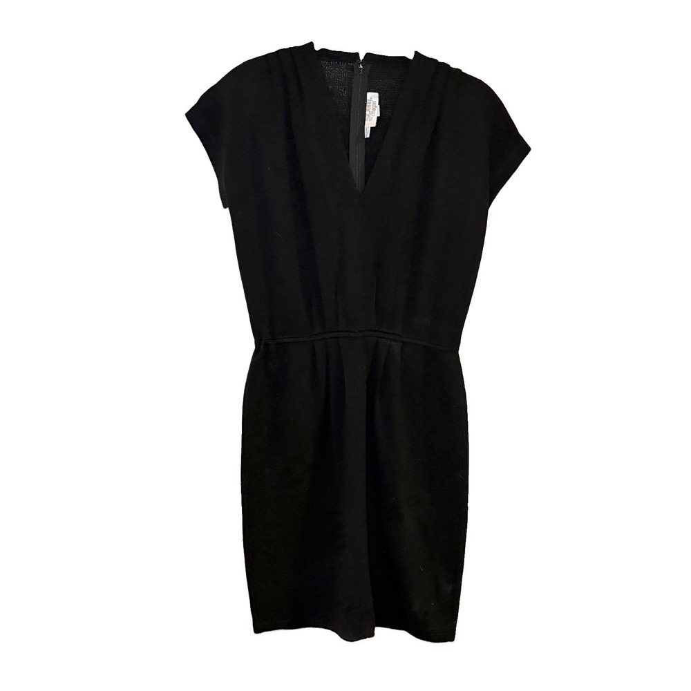 Vintage St. John for I. Magnin Dress 6 Black Knit Office Siren V-Neck Short 80s